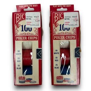 2 Boxes Vintage Bicycle Poker Chips Plastic Red White Blue 100 Each Box